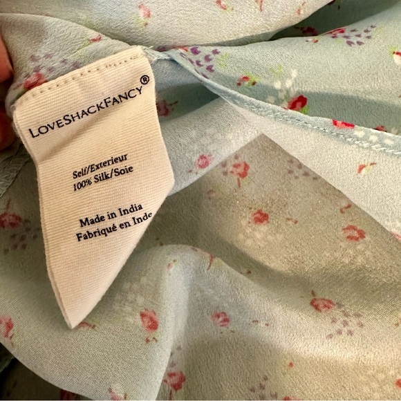 LoveShackFancy Jolene Silk Skirt in Blue - Picture 11 of 13